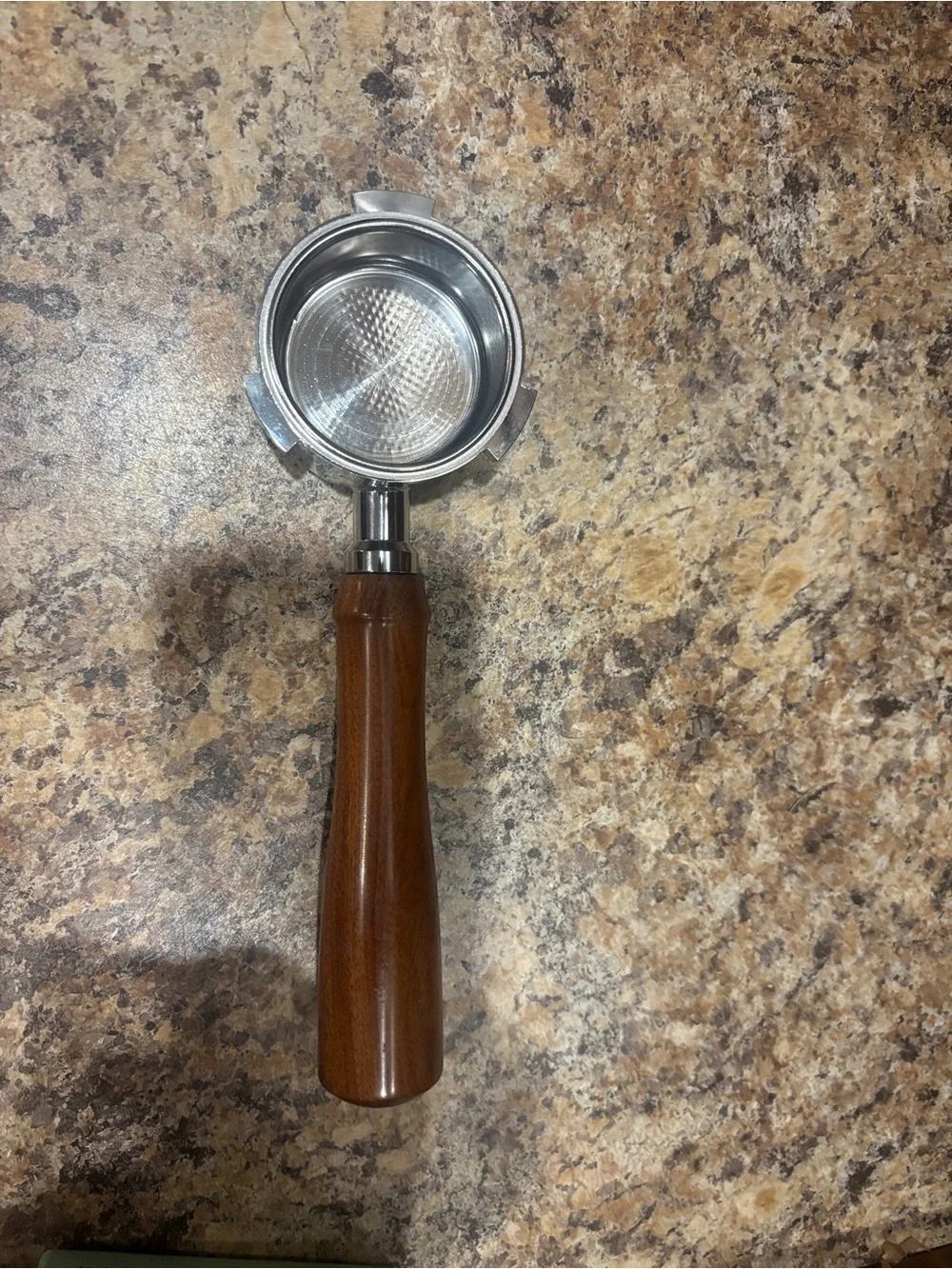 Brown Wood-Handle Portafilter for Espresso Machines